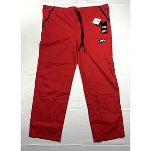 SCRUB DUDZ UGA Bulldogs Licensed Unisex M Red Drawstring Scrub Pants NWT 65/35]